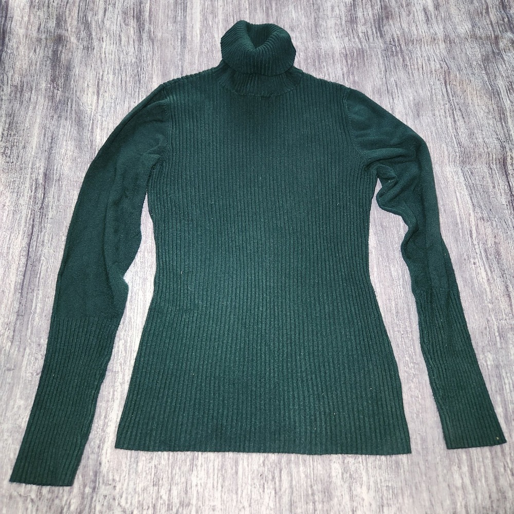 Worthington Women's Ribbed Turtleneck Sweater Long Sleeve Green‎ Size Medium